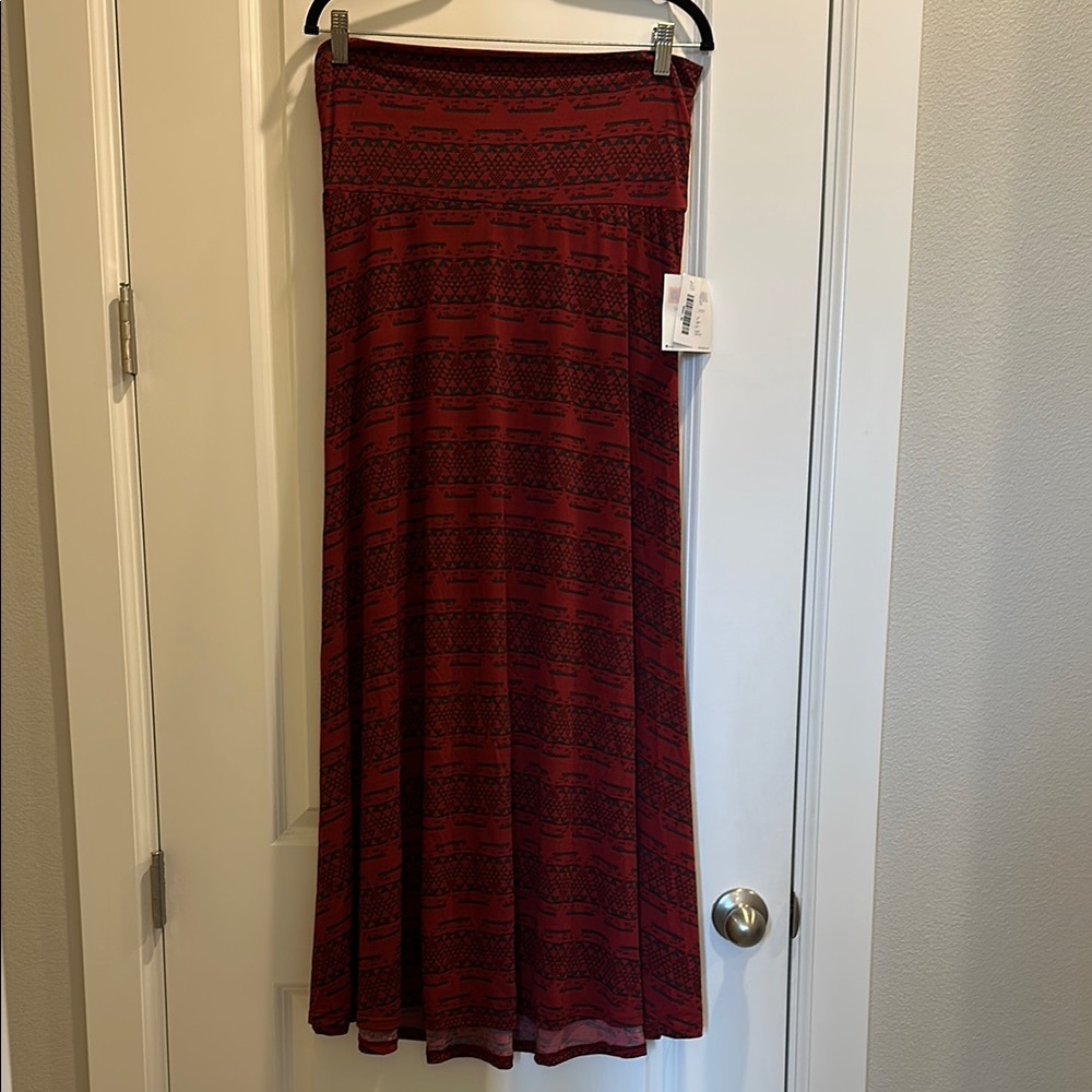 Red Patterned Women's maxi Skirt
